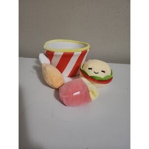 Miniso Plush Barrel Bucket Hamburger Fries Chicken Snacks Stress Relief Toy Food